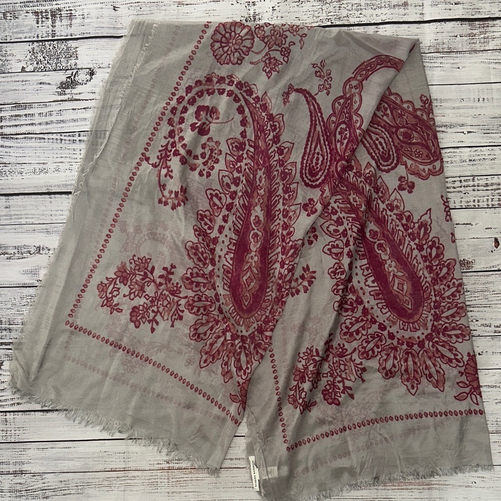 Banana Republic Gray and Burgundy Paisley Scarf